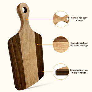Planche à découper en bois massif avec poignée, 1,5 cm d'épaisseur, rectangulaire, passe au lave-vaisselle, pour viande, fromage, légumes, fruits, usage en cuisine - Product Image 1