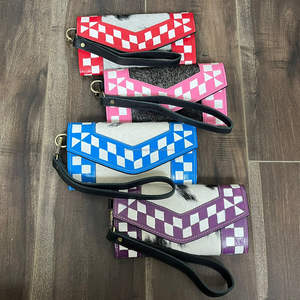 กระเป๋าสตางค์หนังลายตารางหมากรุกสำหรับผู้หญิงกระเป๋าคลัทช์หนังฟอกฝาดอเนกประสงค์ดีไซน์ใหม่แฟชั่น - Product Image 5