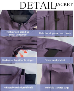 Traje de Esquí para Hombre, Color Azul Claro, Impermeable, 100% Poliéster, Elástico, con Chaqueta con Capucha y Pantalones Cargo para Snowboard y Deportes de Invierno - Product Image 4