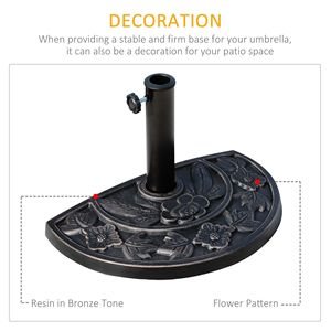 Base per Ombrellone da Esterno da 9 kg in Resina Moderna, Supporto per Palo da 3,8 cm e 4,8 cm, per Hotel e Giardini, Ombrellone Decorativo da Esterno - Product Image 4