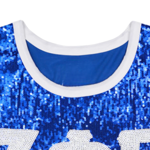 Zeta Phi Beta <b>Sequin</b> T Shirt Royal Blue Greek Letter Tee Short Sleeve Sorority Apparel Sparkle Stylish Cotton <b>Top</b> Fit - Product Image 4
