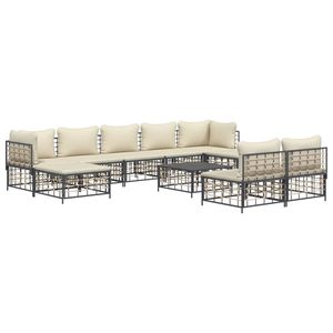 Conjunto de Muebles de Jardín de Poliratán Antracita, 10 Piezas, Colección de Muebles Duraderos para Exteriores - Product Image 3
