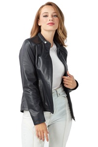 Nouvelle veste en cuir pour femme 100% cuir véritable respirante grande taille unie teinte - Product Image 1