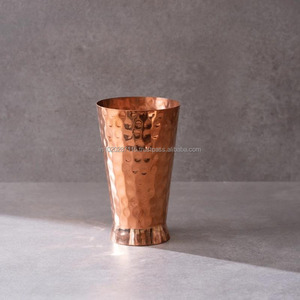 Hammered texture <b>copper</b> <b>glass</b> reflecting artistic metalwork suitable for Ayurveda water storage and stylish home decor - Product Image 1