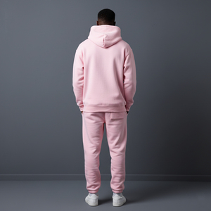 Conjunto Deportivo con Capucha Rosa para Hombre, Pantalones y Sudadera de Color Sólido, Corte Regular, Poliéster de Secado Rápido, con Cordón Ajustable - Product Image 6