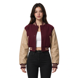 Chaqueta universitaria corta para mujer al por mayor, con logo personalizado, ropa exterior de moda boutique, tallas S M L XL, proveedor con MOQ bajo - Product Image 3