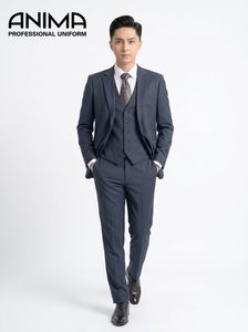 Costume d'affaires gris premium pour homme, résistant aux plis, élégant, ensemble blazer et pantalon de bureau, à motifs - Product Image 4
