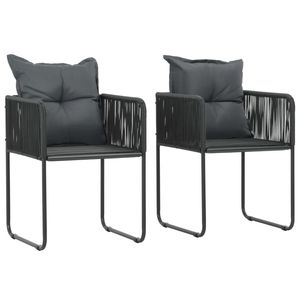 Juego de 2 Sillas de Comedor de Ratán PE Negro, Muebles de Jardín Duraderos - Product Image 1