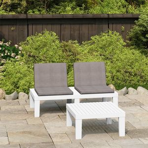 Ensemble de salon de jardin en plastique blanc et anthracite, durable et de taille moyenne - Product Image 1