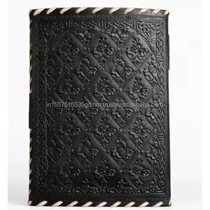 New Launch Hand Painted Handmade High Quality Black Leather Journal Flower Basket Art Vintage Notebook Metal <b>Lock</b> Leather - Product Image 5