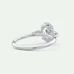 Moissanite Engagement <b>Ring</b> <b>925</b> Sterling <b>Silver</b> White Gold Plated Oval Cut Luxury Wedding <b>Ring</b> for Women - Product Image 2