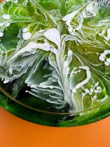 Handcrafted Lightweight Resin Serving Tray with Green & White Natural Finish Food Safe Decorative Organizer Gift Tray Home <b>D</b>écor - Product Image 4
