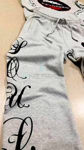 Men's Grey Graphic Hoodie Tracksuit <b>Set</b> Wide Leg Pants Custom Streetwear Embroidered Design <b>Matching</b> <b>Jogger</b> <b>Set</b> Manufacturer - Product Image 5