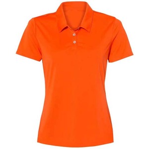 Women's Solid <b>Orange</b> <b>Polo</b> Shirt Short Sleeve Casual Knitted Fabric Regular Length - Product Image 1