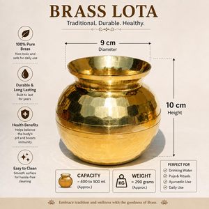โลตะทองเหลืองทรงเพชรสำหรับพุจ 1000 มล. ภาชนะใส่น้ำทองเหลืองคุณภาพพรีเมียมเคลือบทองแบบดั้งเดิม งานฝีมือสำหรับบูชาที่บ้านและวัด - Product Image 3