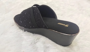 Sandalias de Plataforma con Pedrería Negra para Mujer, Sandalias Abiertas con Brillo, Calzado Cómodo para Fiestas - Product Image 3