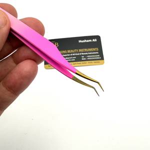 Pince à épiler pour extensions de cils à pointe en fibre rose ombrée, instrument de beauté en acier inoxydable, légère, à prise ferme, à pointe fine - Product Image 2