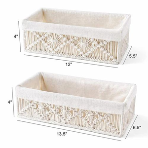 Cotton Rope Storage Basket Handwoven Shelf Organizer Basket Multipurpose Woven Storage <b>Bin</b> for Home Kitchen Bedroom Bathroom - Product Image 2
