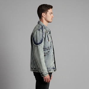 New Arrived Fashionable Winter wear Heavyweight Varsity Denim Jacket <b>Button</b> up Turn-down Collar Eco-Friendly men's denim jacket - Product Image 5