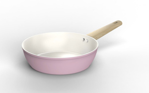 Juego de ollas SUNHOUSE de cerámica rosa antiadherente con base de acero inoxidable, tapas de vidrio y mangos de madera para cocinas de gas e inducción - Product Image 5
