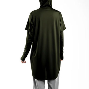 Summer Wear Athletic Sports Yoga <b>Top</b> <b>Longline</b> Curved Design Women Seamless Quick Dry Stretchable Oversize <b>Long</b> <b>Sleeve</b> Shirt - Product Image 2