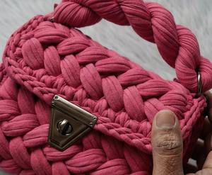 <b>Fuchsia</b> <b>Pink</b> Braided Handmade Purse Modern Stylish Pearl Two Straps Purse Boho Shoulder <b>Bag</b> Cotton Cord Weaving for Good Price - Product Image 5