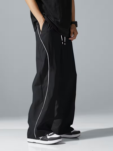 Pantalon de jogging décontracté pour homme, coupe ample et élastique, style urbain, léger en polyester, avec bandes latérales, poches et cordon de serrage - Product Image 6