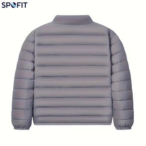 เสื้อแจ็คเก็ตพัฟเฟอร์ผู้ชาย SPOFIT สีเทา คอตั้ง กันลม ปิดด้วยซิป สวมใส่สบายในฤดูหนาว ทรงปกติ สีพื้น ผลิตจากโพลีเอสเตอร์ - Product Image 3