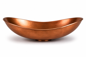 Decorative Oval Copper Wash Basin Handcrafted Metal Vessel Sink for <b>Bathroom</b> Countertops and <b>Vanity</b> Units - Product Image 2
