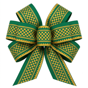 Neelkamal Industries 31mm Emerald Green Gold Jacquard Woven <b>Ribbon</b> Premium Festive Trim for Saree Borders Decor Craft - Product Image 1
