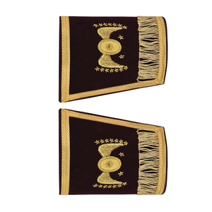 Manchettes de gauntlets maçonniques haut de gamme en coton blanc, gants de franc-maçon avec symbole brodé, équerre et compas, manchettes de loge - Product Image 2