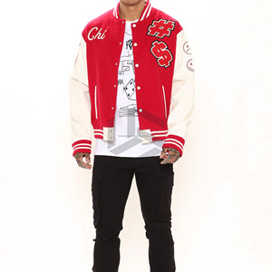 Varsity Letterman Plus Size Bomber Jackets High Quality Wool Men's Outdoor Wind Resistant Street Wear College Basket Ball Jacket - Product Image 5