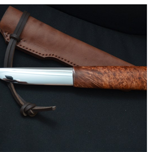 Hunting Knife With Wood Handle Drop Point Blade Stainless Steel Straight Edge <b>Leather</b> Sheath Outdoor Survival <b>Tool</b> - Product Image 1