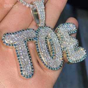 Pendentif personnalisé en lettres avec diamants colorés, deux tons, en moissanite VVS, en argent sterling, bijoux de luxe pour les fêtes, hip-hop - Product Image 1