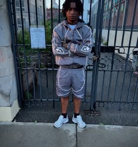 Conjunto Deportivo para Hombre, Chaqueta Cortavientos y Pantalones Cortos con Cierre y Ribete, para Correr al Aire Libre, en Poliéster y Nailon, OEM - Product Image 3