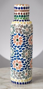Printed Copper Flask Decorative Multicolor Geometric Pattern Copper <b>Water</b> <b>Container</b> Luxury Artistic Copper Bottle Ayurvedic - Product Image 4