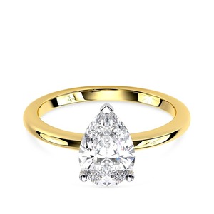 Anillo de Compromiso con Diamante Cultivado en Laboratorio de 3.75CT en Forma de Pera, Oro Amarillo de 14K, Joyería Fina Personalizada al por Mayor - Product Image 1
