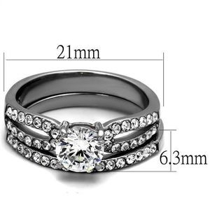 Anello in Acciaio Inossidabile Lucidato TK2292 con Zirconi Cubici di Grado AAA - Piatti e Stoviglie - Product Image 2