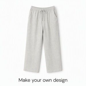 Men's Light Gray Wide Leg Cotton Pants Mid Waist <b>Drawstring</b> Casual Loose Fit Spring Breathable Woven <b>Trousers</b> - Product Image 1