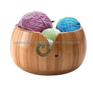 Porte-fil en bois rustique extra large crochets à tricoter et accessoires de crochet stockage de tricot bol en bois lourd fait à la main - Product Image 6