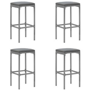 Conjunto de Bar para Jardín de Ratán PE Gris y Acero con Recubrimiento en Polvo, con Vidrio Templado, Colección de Muebles de Exterior Premium - Product Image 4