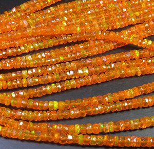 Cuentas de Ópalo Etíope Welo Naranja Natural, Hilo de 16 pulgadas, Gema de Ópalo Facetada de Fuego Intenso, 3.5-5mm, Rondelle de Alta Calidad con Perforación Central - Product Image 6