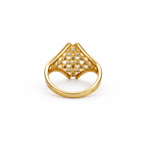 18K Yellow Gold Geometric Diamond Cluster <b>Ring</b> for Women Elegant Square <b>Statement</b> Design Wedding Party Fine Jewelry High Polish - Product Image 2