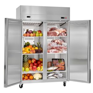 Congelatore Verticale Commerciale a Doppia Porta da 31,89 Pollici di Larghezza, 31,1 Cu.ft, Sbrinamento Automatico, in Acciaio Inossidabile - Product Image 1