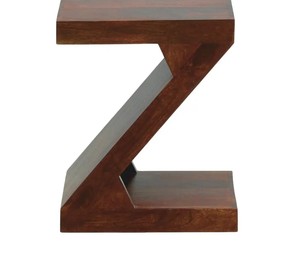 Modern Z-Shaped Solid Wood End <b>Table</b> | Geometric Solid Wood Side <b>Table</b> for Living Room - Product Image 2
