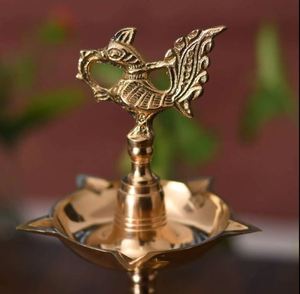 Metal Crafts Direct Factory Sale <b>Table</b> Diya Stand Peacock Figure Oil Lamp Copper Antique Finished Worship Coastal Industrial - Product Image 4
