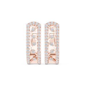 ต่างหูเพชรทรงกลมทองคำ 14K โรสโกลด์ เพชรเพาะเลี้ยงสำหรับผู้หญิง ของขวัญวันครบรอบ เพชรเพาะเลี้ยงใหม่ - Product Image 1