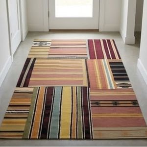 Tapis rectangulaire patchwork très vendu, en laine et acrylique, fait main, style bohème, antidérapant, pour salon - Product Image 6