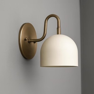 Minimalist Brass <b>Wall</b> <b>Sconce</b> With Cream Dome Shade Indoor Lighting Fixture For Bathroom Home Decor - Product Image 2