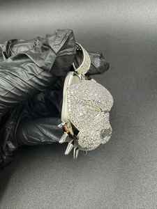 Pendentif Tête de Bouledogue Moissanite Sertie de Pierres, Breloque Hip Hop pour Fête, en Argent 925, Bijoux de Luxe, Pendentifs et Breloques - Product Image 4